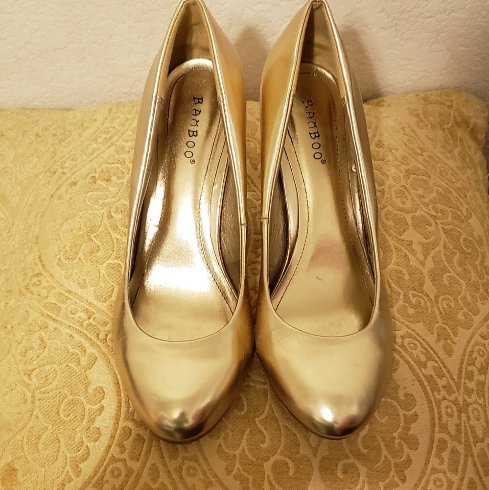 Gold heels, Bamboo brand, size 8 1/2